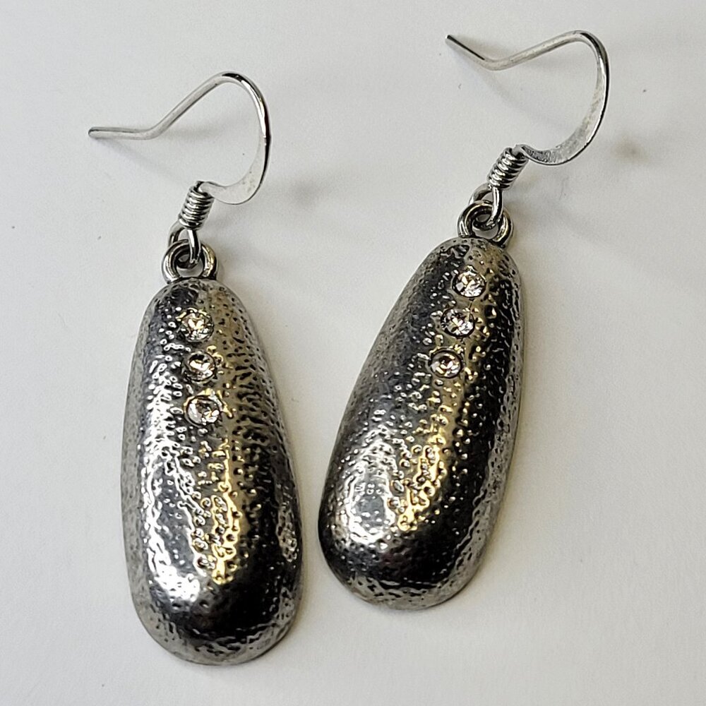 Silver Grey Teardrop Earrings